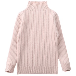 儿童羊绒衫女童半高领打底白色毛衣内搭紧身宝宝针织纯色羊毛衫