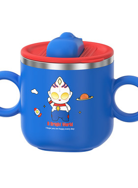 儿童杯316不锈钢卡通带吸管刻度