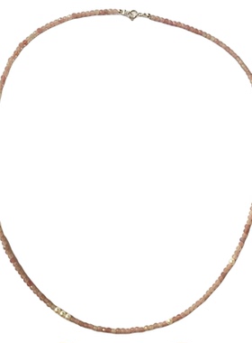 天然碧玺甜酷粉色水晶串珠项链女