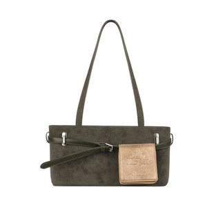 简着25AW 原创 苔藓绿 贝里尼尼 摩登通勤皮带装饰单肩腋下法棍包