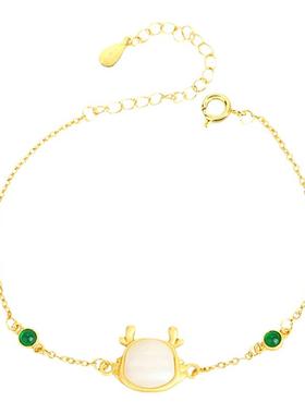 玉龙纳福手链女萌龙仿和田玉故宫招财龙年配饰轻奢本命年手饰礼物