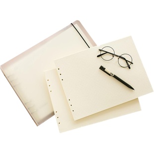 亚利联合 原创设计B5 简约小清新 A4横式6孔5mm方格活页本 金属夹 网格本笔记本记事本大本子5R康奈尔