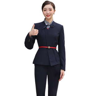 飘轻裾2023中国移动新工作服女套装移动营业厅工装女外套长裤秋冬