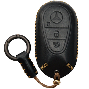 专用于26款奔驰钥匙套头层牛皮GLC保护套C260LE300L真皮扣全包壳