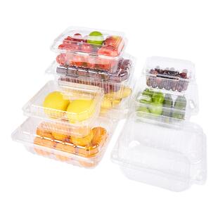 一次性水果包装盒透明带盖一斤装樱桃蓝莓打包盒食品级塑料果切盒