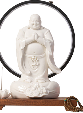 大号陶瓷恭喜弥勒佛招财笑佛摆件