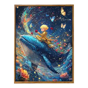 治愈小王子鲸鱼数字油画DIY卡通