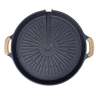 日式麦饭石烧烤盘家用不粘无烟烤肉锅电磁炉烤盘户外铁板烧烤肉盘