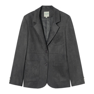 【199/件】EPTISON仿麂皮西装外套女新款复古学院风高级休闲上衣