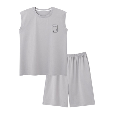 男士夏季纯棉凉感可外穿睡衣套装