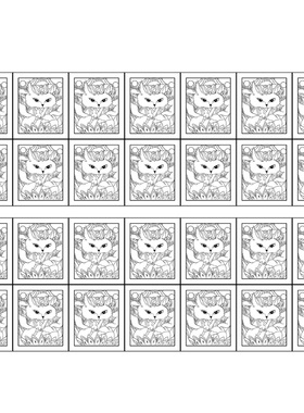 涂色嘎乌盒随身小九尾狐唐卡手绘diy填色描金线稿4X5书签拇指画稿