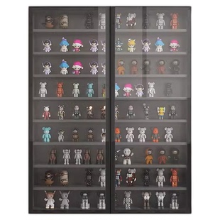 手办展示柜玻璃门带灯盲盒展示架玩具收纳柜手办模型置物架陈列柜