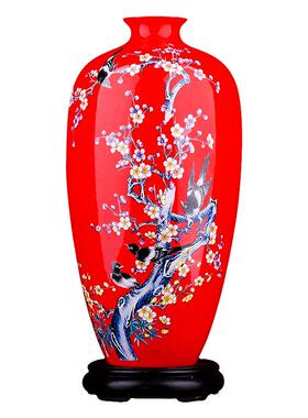 喜上梅梢 珐琅彩手绘陶瓷花瓶花器 家居装饰品工艺品摆件 HY 3116
