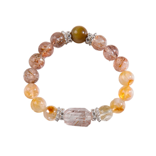 【金刚破厄】护身破厄冲破阻碍超七天然水晶手串金虎眼石黄塔晶