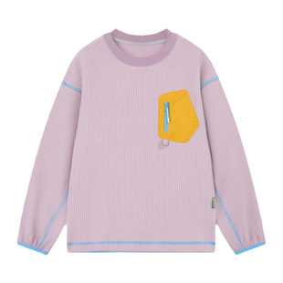 EBAER儿童运动卫衣2026春季新款女童口袋T恤抑菌套头衫训练速干衣