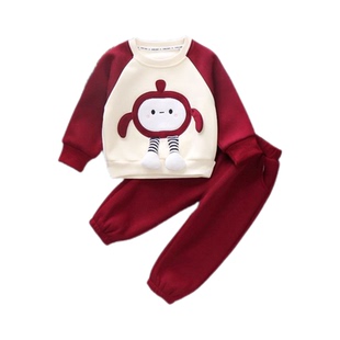 儿童秋冬装加绒加厚卫衣套装新款洋气男女童婴儿宝宝休闲两件套装