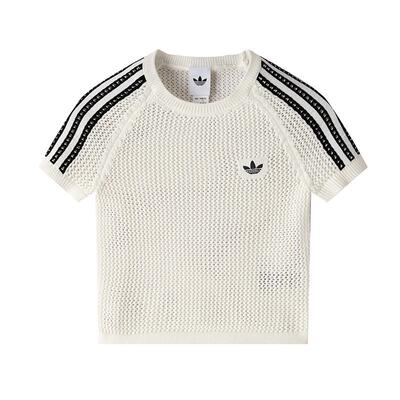 Adidas阿迪达斯三叶草女装2026夏季新款CROCHET TEE短袖T恤KE0200