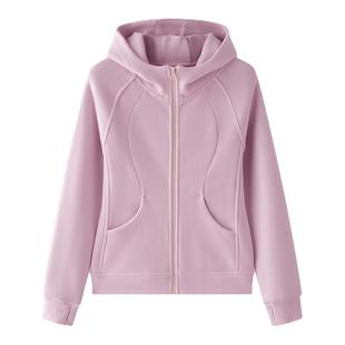 CKDH修身摇粒绒连帽外套女款双面加绒户外保暖秋冬防风卫衣抓绒衣