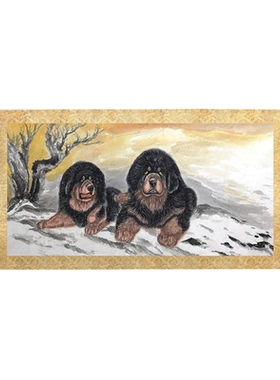 手工画定制新款藏獒画客厅茶室轻奢高级感藏族画西北特色天狗挂画