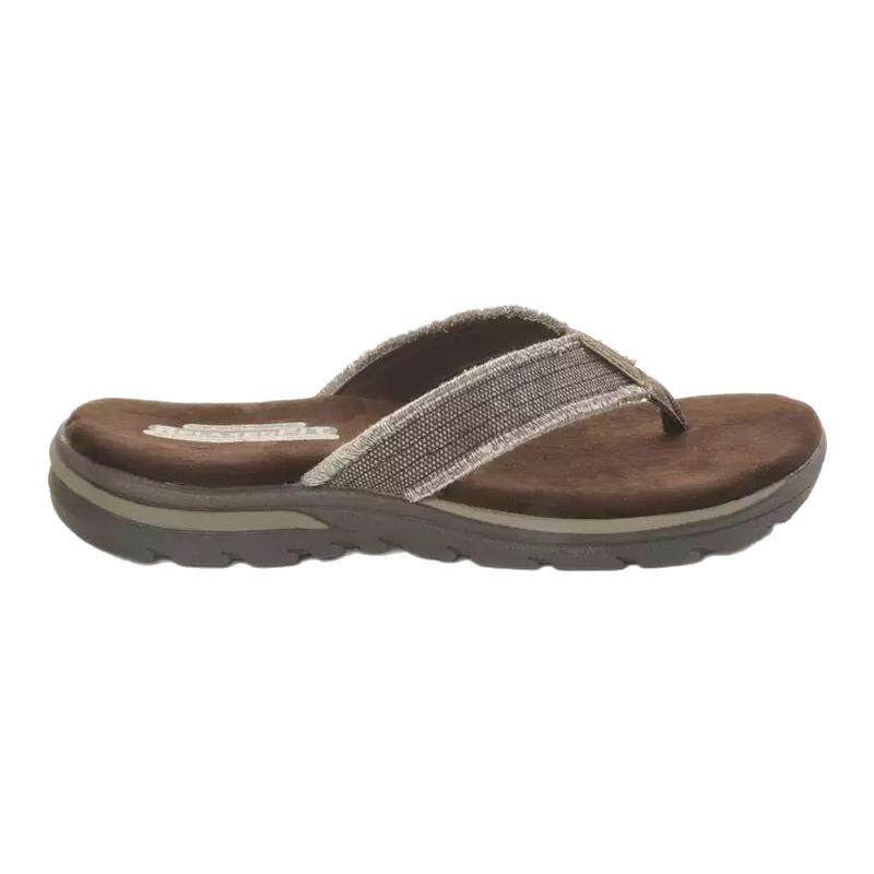 Skechers斯凯奇男鞋拖鞋人字拖夹趾做旧帆布舒适夏季居家外穿拖鞋