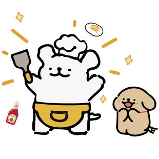 三餐四季蒸蒸日上可爱卡通线条小狗装饰画厨房玻璃门防撞静电贴纸