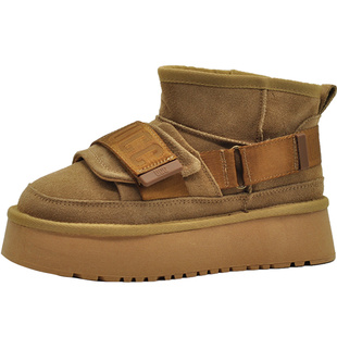 Artmu阿木真皮厚底雪地靴新款女保暖棉靴冬天鞋子防滑增高面包鞋