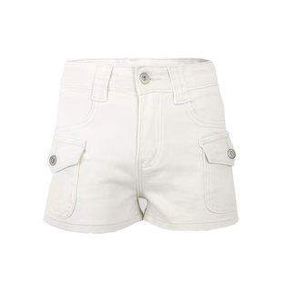 李李服饰辣妹奶白丰胯低腰牛仔短裤2025冬季修身显瘦百搭工装热裤