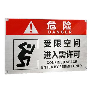 有限空间警示不锈钢户外铝板反光标识牌受限空间警示牌未经允许禁止入内警告牌提示牌风险点告知牌贴纸标识牌