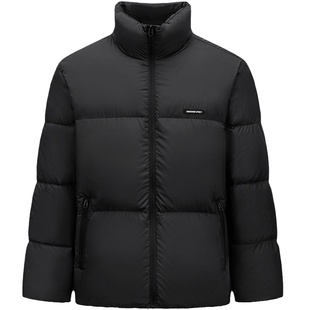 森马羽绒服男2025冬季新款黑色立领短款加厚外套男士正品面包服鹅