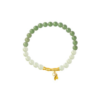 敦煌研究院敦煌和田玉纯金手串999足金黄金手串和田玉手链带证书