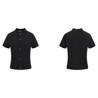 butaiiki复古卷边半袖针织开衫