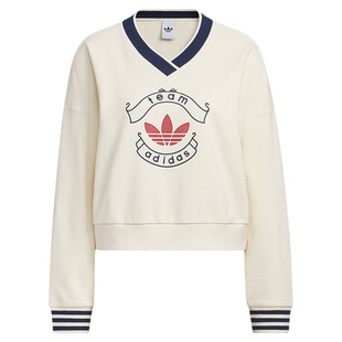 adidas阿迪达斯三叶草女子宋雨琦同款毛圈布套头衫V领卫衣KC5845
