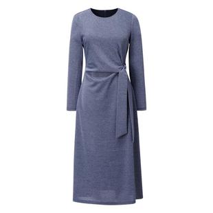 颜域设计感掐腰连衣裙女2026新款春装高级感长袖过膝显瘦气质长裙