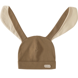 婴儿胎帽新生儿春秋季纯棉a类护头囟门帽超萌可爱宝宝兔耳朵帽子