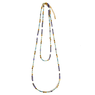 珞有时「星河璀璨」长款新中式小众进口手工蓝米月光石项链