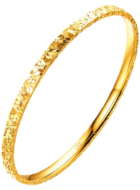 三面碎冰冰手镯女款2025新款素圈高级感沙金仿真黄金999手环送礼