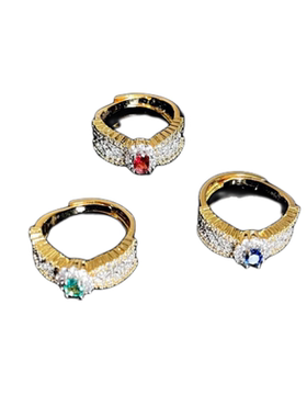 彗星蜂巢莫吉托宝石戒指 Vintage 镀18K金 多宝蓟花彩宝锆石戒指