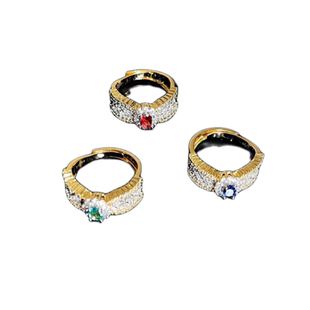 彗星蜂巢莫吉托宝石戒指 Vintage 镀18K金 多宝蓟花彩宝锆石戒指