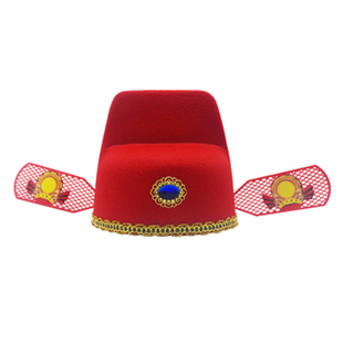 古装代成人儿童县官服帽子七品芝麻官帽子新郎状元财神红色摄影帽