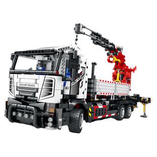 臻砖Reobrix22011随车吊国产积木工程车小颗粒拼装模型高难度玩具