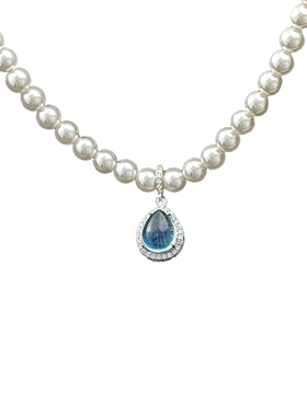 清澈通透海蓝宝珍珠项链