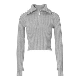 EVAOUXIU格雷系羊毛针织衫松弛显瘦廓形毛衣长袖上衣