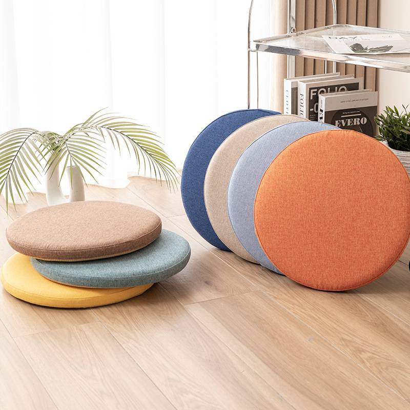 圆形蒲团坐垫细麻布卡座纯色学生窗记忆餐棉垫椅垫防滑客厅椅子飘