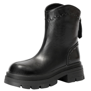 森达弹力靴女2025冬季新款潮流厚底显瘦瘦瘦靴休闲中筒靴ZTI42DZ5