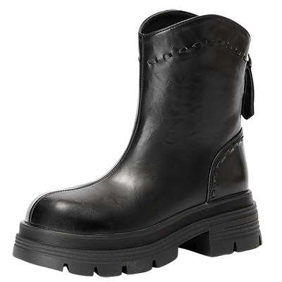 森达弹力靴女2025冬季新款潮流厚底显瘦瘦瘦靴休闲中筒靴ZTI42DZ5