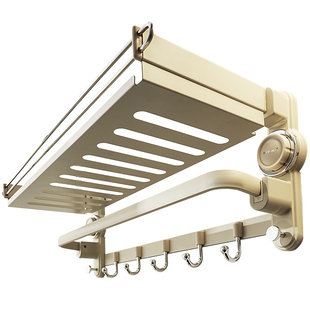 吸盘毛巾架卫生间免打孔挂杆浴室置物架厕所淋浴房一体收纳浴巾架