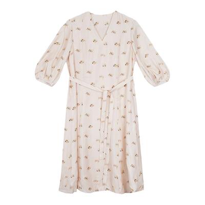 readme优雅中长款真丝连衣裙