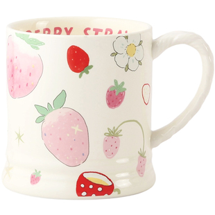 蓝莲花陶瓷水杯咖啡杯茶杯带把手可加热高颜值女生办公室杯子家用