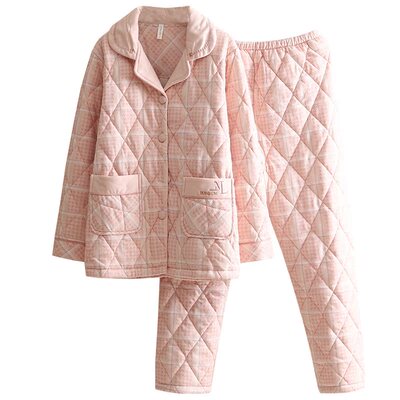 超美！薄款纯棉夹棉睡衣家居服女