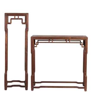 全榆木实木花几花架禅意明清新古典弯腿玄关桌木质置物盆景架组合